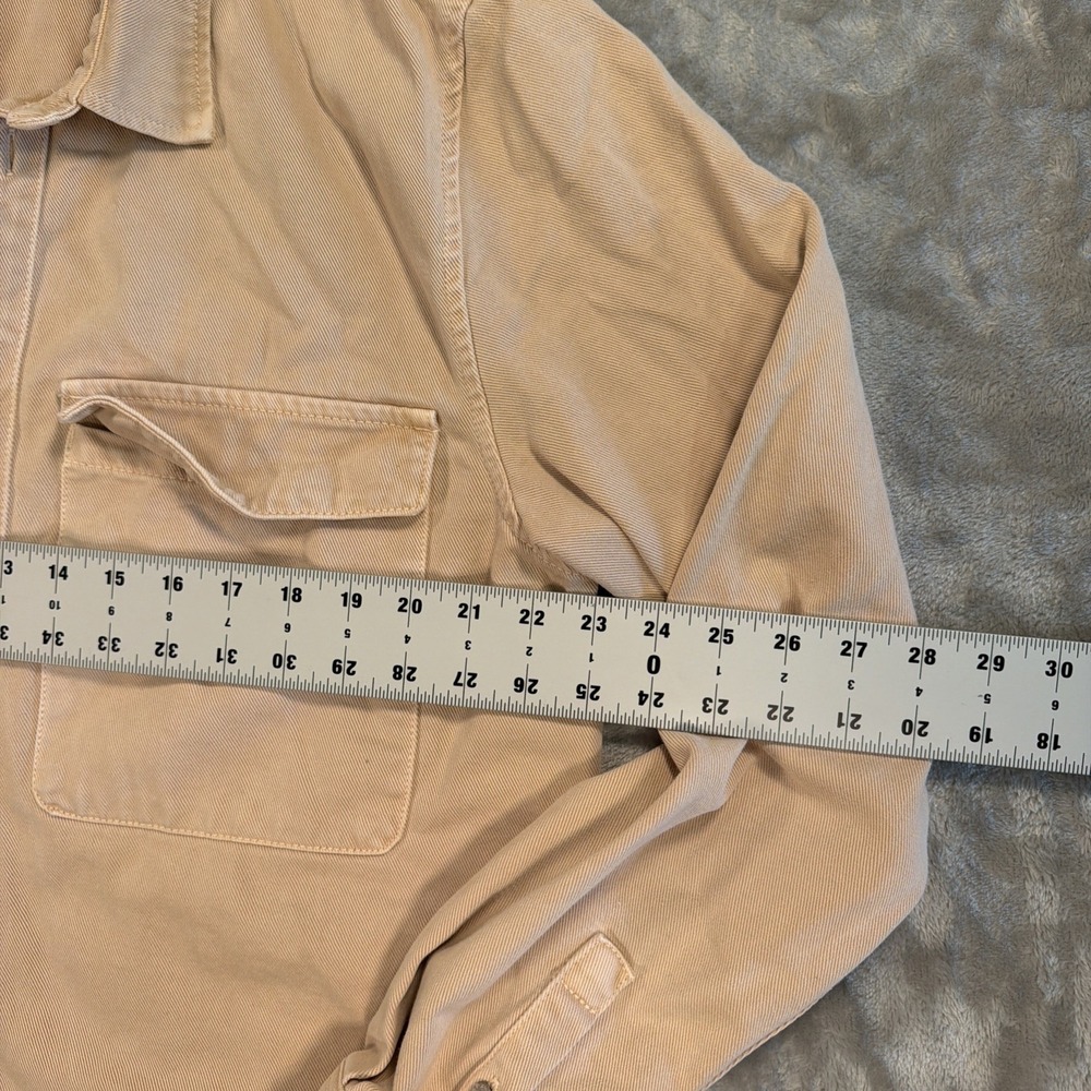 Zara Oversized Denim Over Shirt Tan/Biege Size Medium - Picture 4 of 8